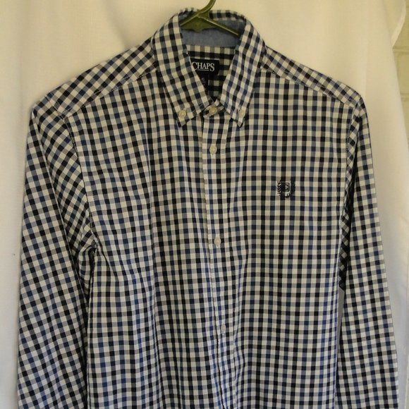 CHAPS Ralph Lauren Youth Boys LS Button Shirt LARGE 14-16 Blue Check - Picture 1 of 5